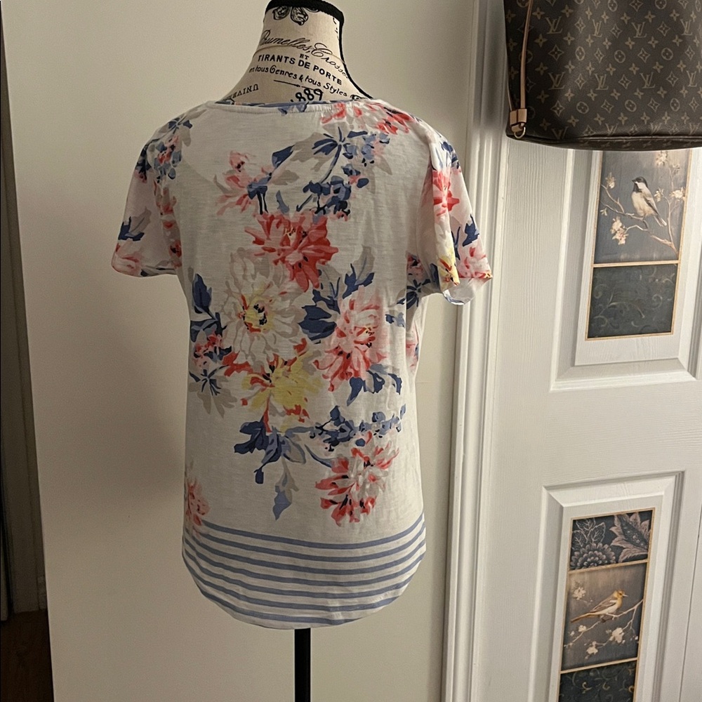 🍎Alia Floral Short Sleeve Top - Pink, Blue, White - Picture 3 of 9